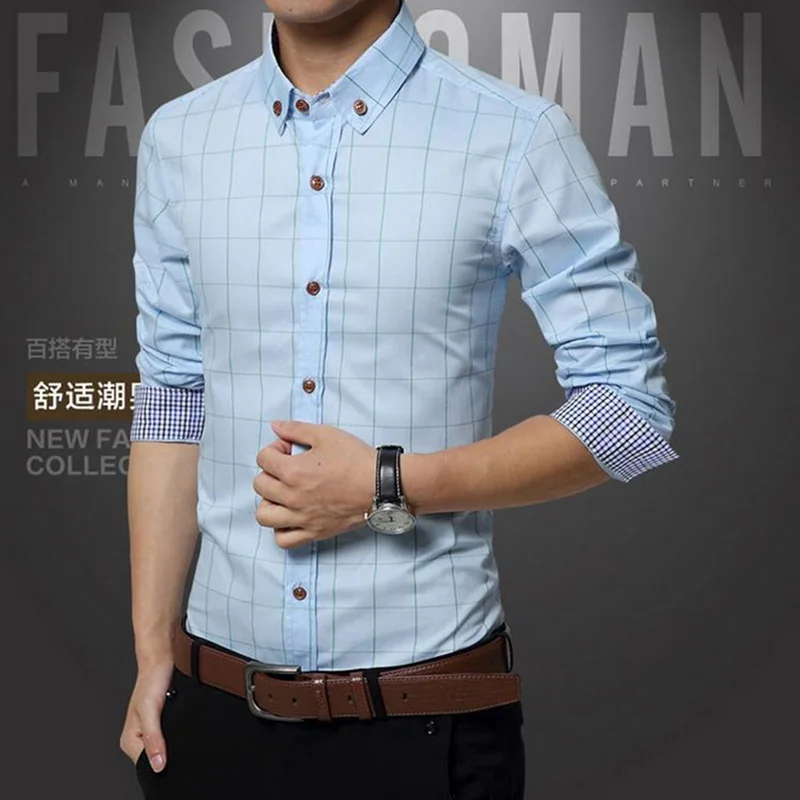 MJARTORIA Новая коллекция модных осенних свитеров Для мужчин одежда Slim Fit Для мужчин рубашка с длинными рукавами Для мужчин клетчатая хлопковая Повседневное Для мужчин рубашка социальных размера плюс