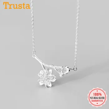 

Trusta Silver Necklace Genuine 925 Sterling Silver Charms Sweet Flower Pendant For Women Silver 925 Necklaces Jewelry DS2655