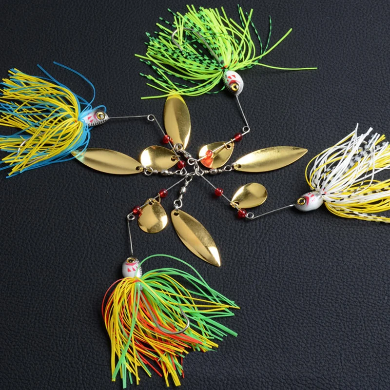 

4Pcs Fishing Spinnerbait Lures 20.5g Double Willow Blade Spinner Baits for Bass Pike Tiger Muskie Metal Jig Lure Metal Spoon