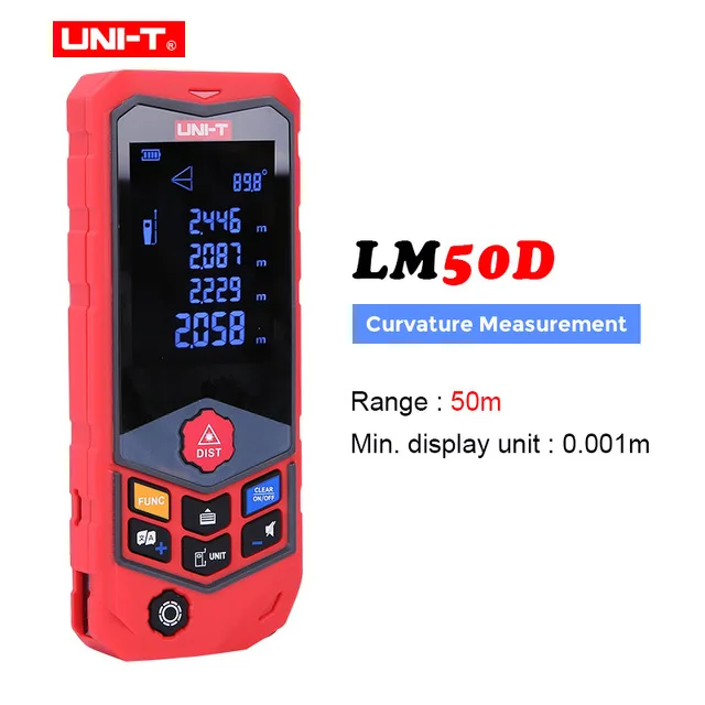 UNI-T LM50D/LM100D лазерный дальномер 50 м/100 м EBTN экран Лазерная электронная линейка хранение данных лазерный дальномер/Голосовая индикация - Цвет: LM50D