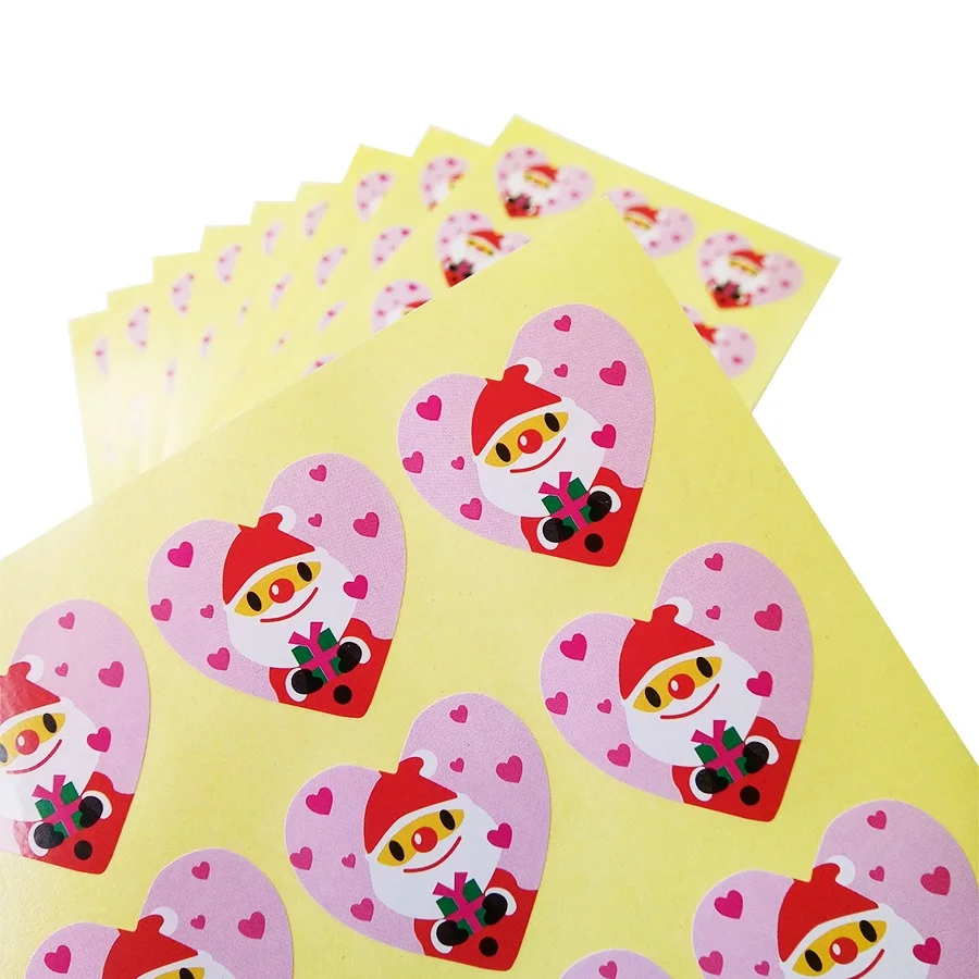 

120pcs/lot Heart Merry Cheristams Santa series seal sticker for baking package Cookie package label DIY Stickers Scrapbooking