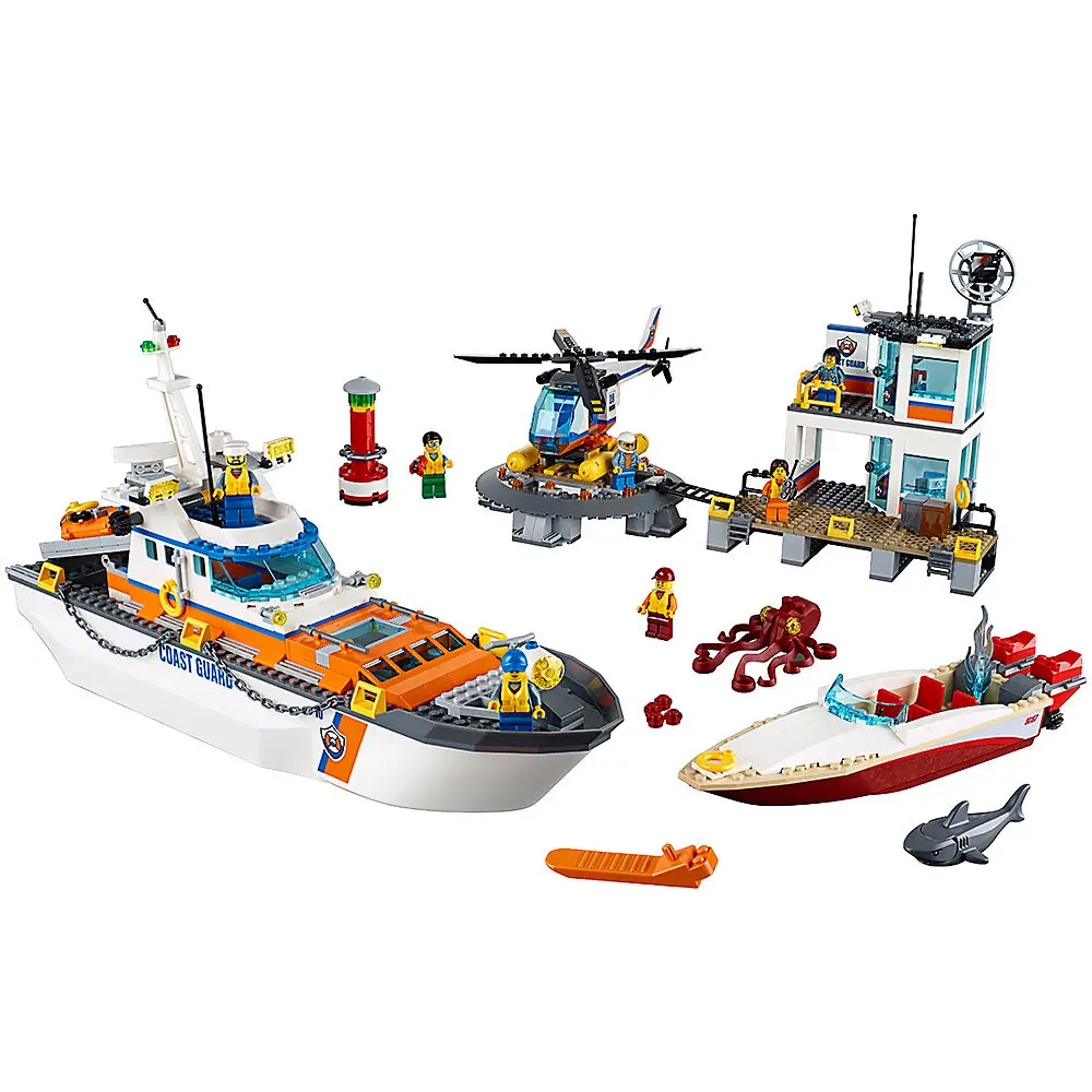 

792pcs Coast Guard Head Quarters Building Blocks Bricks Model Compatible City Coast Guard 60167 Toys for Children