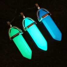 Светящиеся флуоресцентные ожерелья, светящиеся из натурального камня, подвеска-шестиугольник, ожерелье,, светящаяся ночная женская кожаная веревка, ювелирные изделия