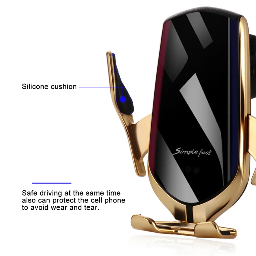 R1 автоматическое зажимное 10 Вт автомобильное беспроводное зарядное устройство для iPhone Xs huawei LG инфракрасное Индукционное Qi Беспроводное зарядное устройство Автомобильный держатель для телефона