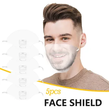 

5pc Transparent Face Shield Mask Restaurant Chef Masks Mascarillas Lip Language Catering Mouth Cover Mask Multiple Proteccion