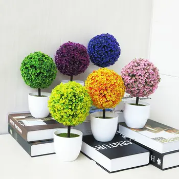 

Artificial Flower Fake Bonsai Ball Shape Plants For Wedding Party Desk Decor