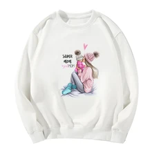 Для женщин модные свитеры супер Mama» футболка с длинными рукавами для девочек толстовки "для мам" Повседневный джемпер