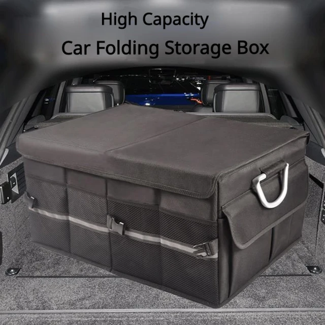 Coffre de voiture en cuir, boîte de rangement, organisateur de voiture,  boîte de rangement Portable, organisateur de coffre de voiture pliable,  accessoires automobiles - AliExpress