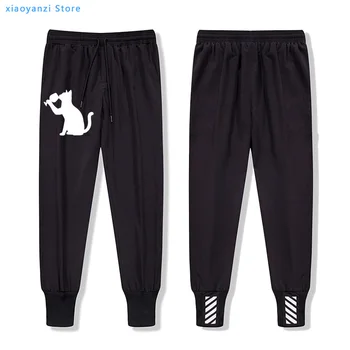 

2020 Top Quality Cotton Summer spring Fashion Women sweatpants Drink Cat Wine sports trouser Printed long pants Casual Plus Size