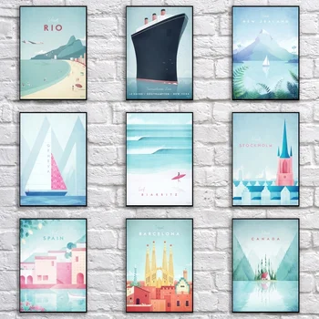 

Minimalist Travel Poster Retro Whitepaper Poster Art Painting Abstract Fancy Wall Sticker for Coffee House Bar