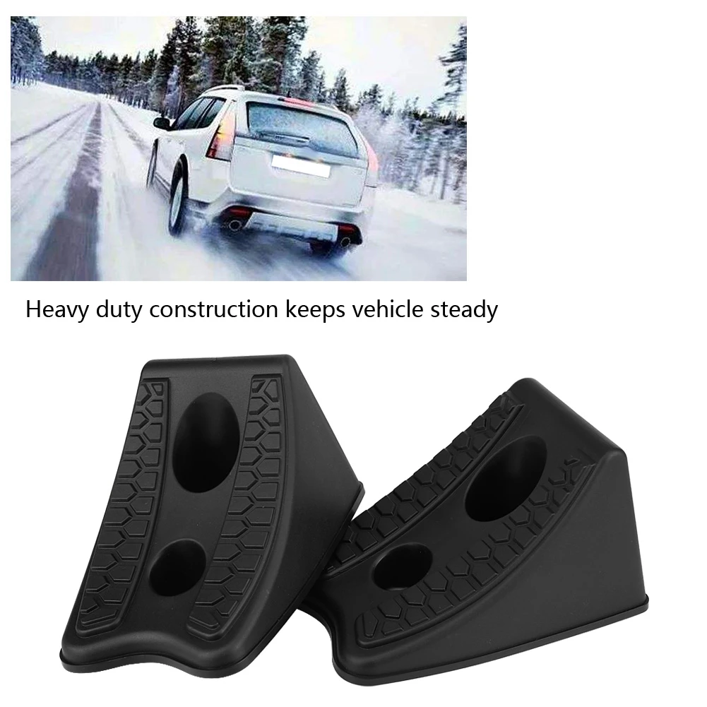 2pcs Car Anti-slip Block Rubber Car Tyre Slip Stopper Wheel Alignment Block for car trailer truck or other wheel tire of vehicle