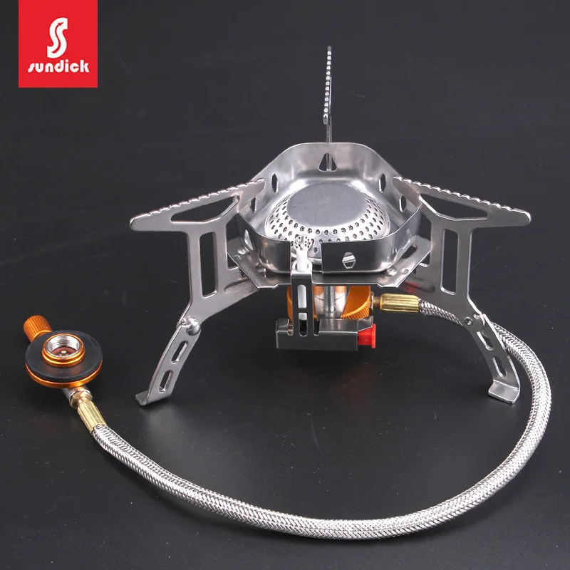 Outdoor Camping Gas Furnace End Split Windproof Gas Stove with Windshield Circle Furnace End Portable Gas Cooking Range Boxed