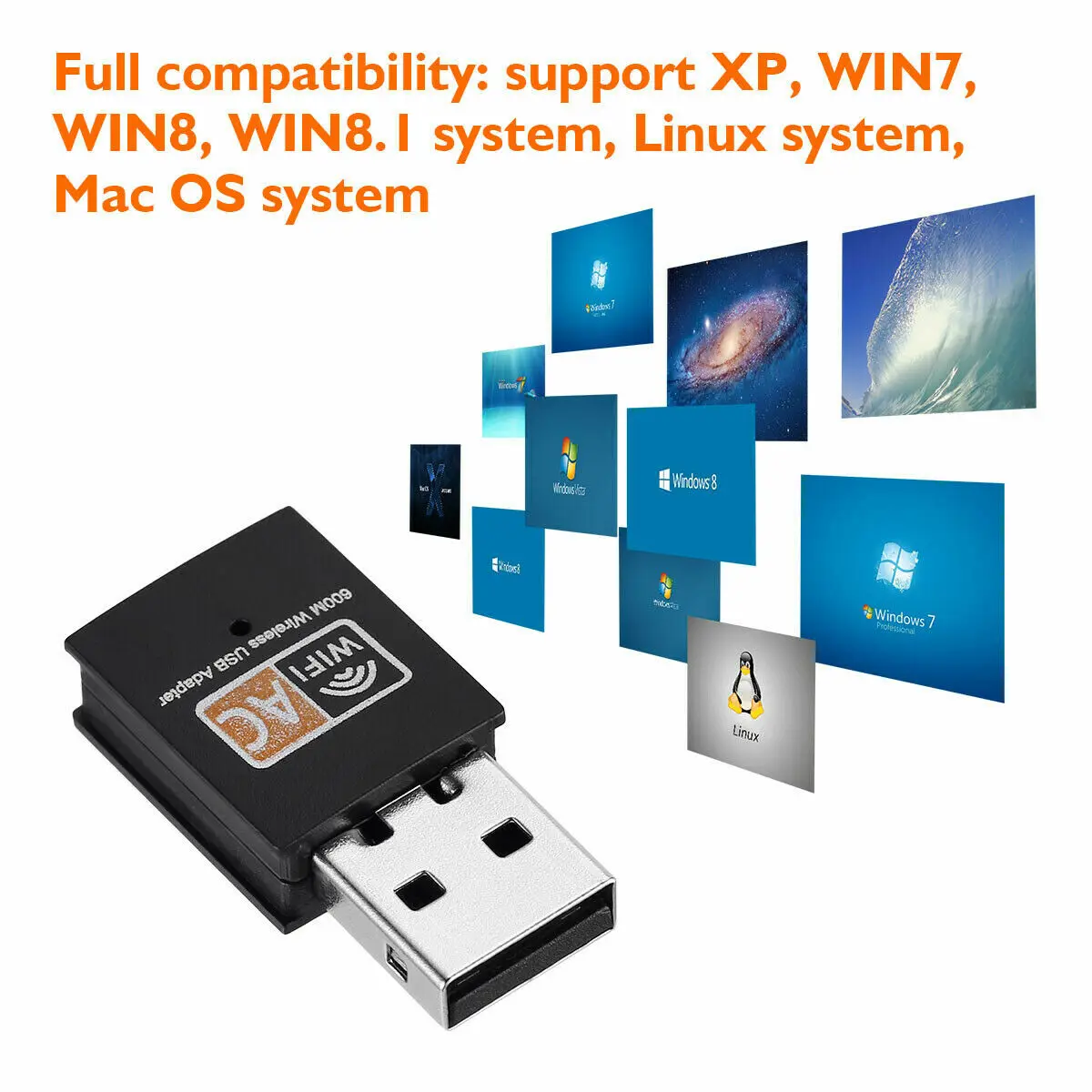 Мини Бесплатный драйвер USB WiFi адаптер USB Ethernet WiFi ключ 600 Мбит/с 5 ГГц Lan Wi-Fi адаптер PC Antena WiFi приемник