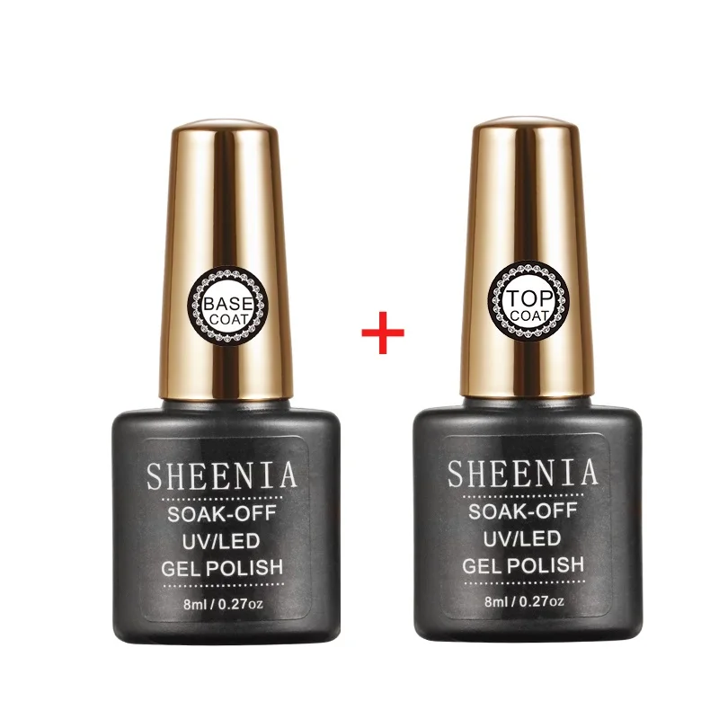 Sheenia 8ml UV Gel Nail Polish Top coat 2pcs Base and Top coat Varnishes Nail Gel Long Lasting Soak off UV Gel Nails Varnish new 2022 sheenia tc025 top coat gel nail polish uv transparent soak off primer gel polish long lasting gel lacquer nail art