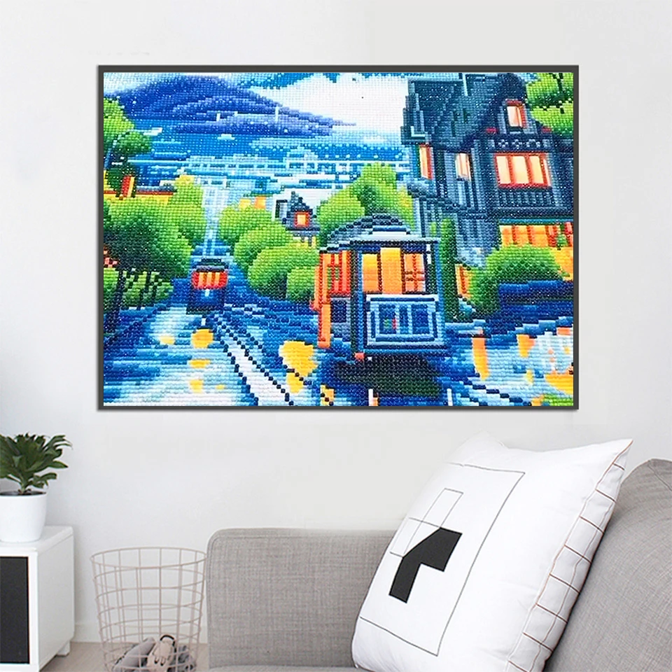Azqsd DIY светодиодный 40x50 см Алмазная картина Зимняя Вышивка пейзаж в рамке вышивки крестом искусство домашний Декор подарок ручной работы