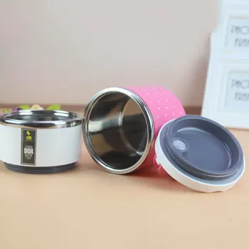 

930ml Stainless Steel Thermal Insulated Lunch Box Portable Insulated Lunch Box Round Double Layer Insulated Polka Dot Lunch Box