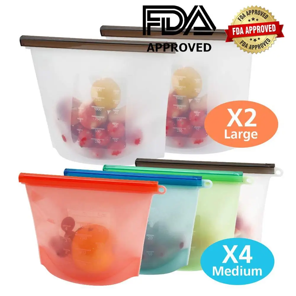 

RASABOX - Reusable Silicone Food Storage Bags, Airtight Seal Food Preservation Container for Sandwich, Sous Vide, Freezer