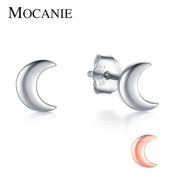 

Mocanie Authentic 925 Sterling Silver Simple Cute Crescent Stud Earring for Women Minimalist Ear Pin Fine Jewelry Student Gift