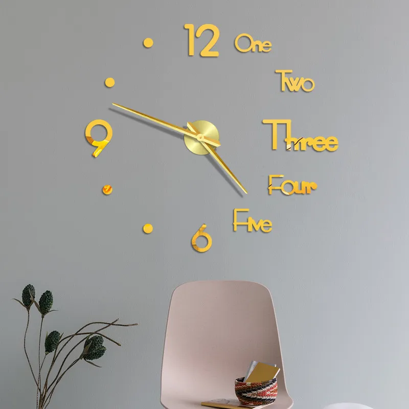 DIY Wall Clock 3D Mirror Surface Sticker Home Office Decor Clock Stickers Muraux Pour Enfants Chambres 40DEC2408