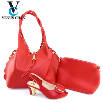 

Red Latest New Peach Matching Shoes and Bag Set In Heels Matching Shoes and Bag Set for African Party Shoes and Bag Set