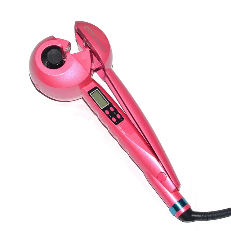 Pink AU Plug Shopify, высокое качество, ЖК-экран, волшебная Плойка для волос, автоматическая петля, утюжок для ухода за волосами, инструмент для укладки, керамическая волна, Волшебная Плойка для волос - Цвет: Pink AU Plug