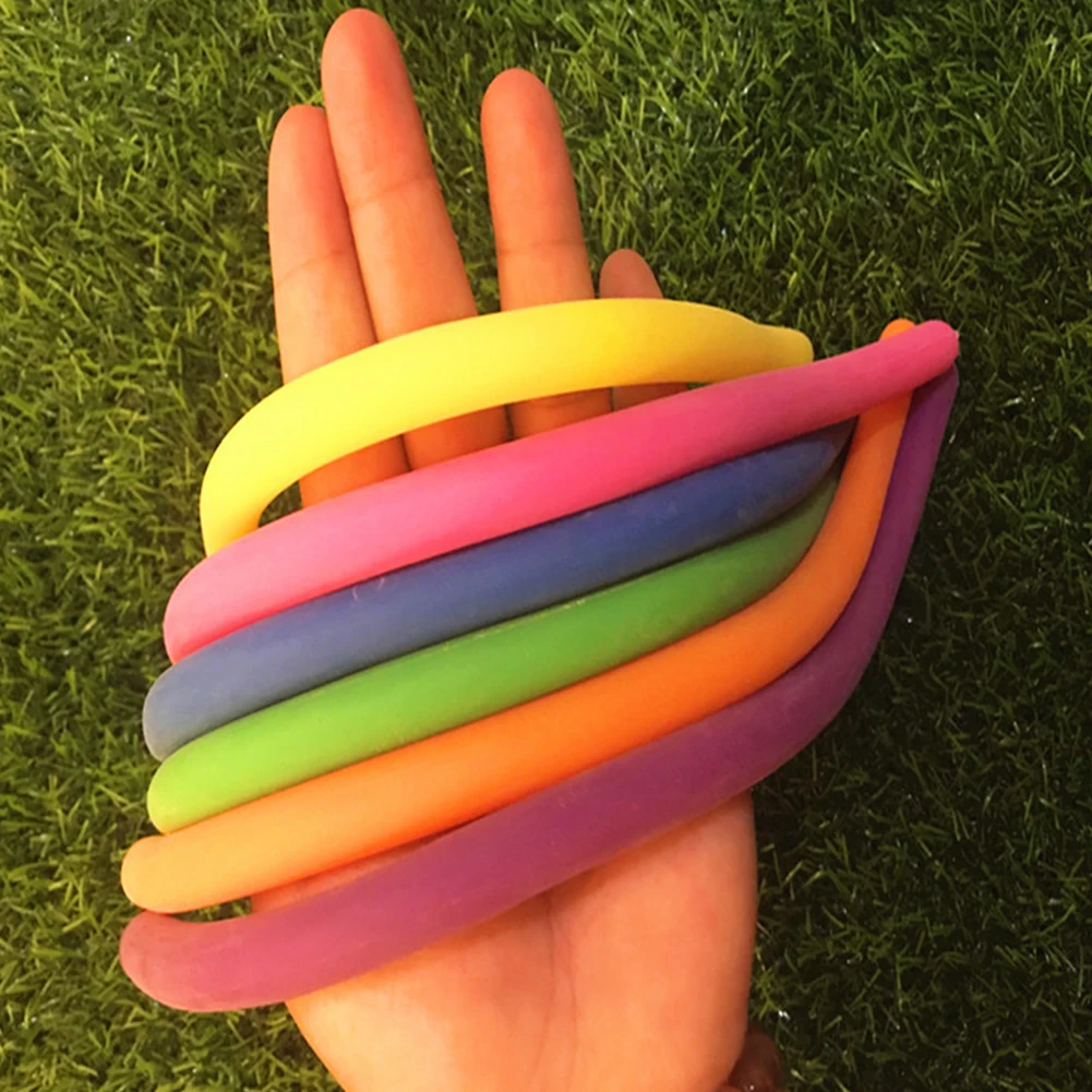 

12pcs Decompression Sensory Relieve Squeeze Stretchy String Adults TPR Noodle Fidget Elastic Kids Toy Colorful Anti Stress
