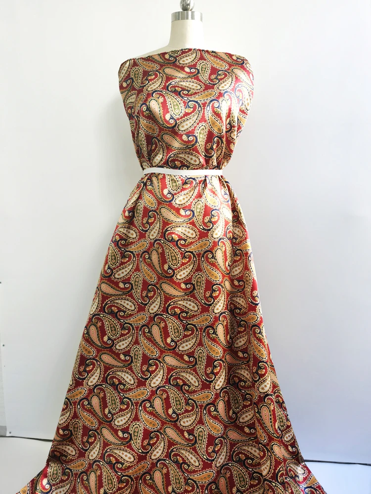 1 Meter x 1,48 Meter Retro-Paisley-Satinstoff, seidiges Charmeuse-Material für Schal, Kleid, Futter, Nähen, DIY – Detail 8