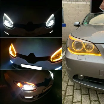 

2pcs Auto Lamps LED Car Headlight Strip Light DRL Slim Flexible Soft Tube Guide Car Turn Signal Car Interior Decoration 60CM