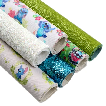 

20*34cm 6pcs/lot Cartoon Design Giltter Faux Synthetic eather Fabric Set for Bows DIY Handmade Materials Crafts,1Yc10130