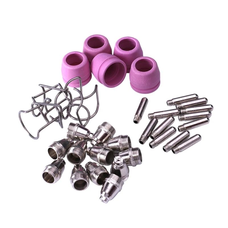 

Sg55 Ag60 34Pcs Consumables Kit Electrodes Sheild Cups Tips Spacer Guide For Plasma Cutter Welder Torch 34Pk