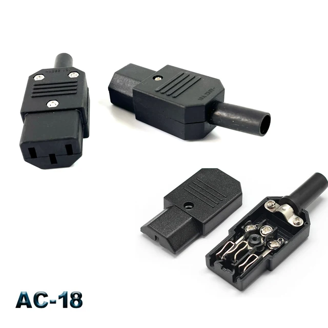IEC320 C14 Electrical AC Socket 3 pin red LED 250V Rocker Switch 10A fuse female male inlet plug connector 2 pin socket mount 4