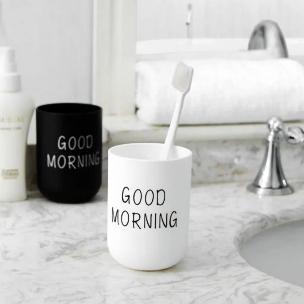 Creative Bathroom Toothbrush Circular Cup Simple Plain Cup Nordic Wind Couple Tooth Cup Good Morning Bathroom Accessories