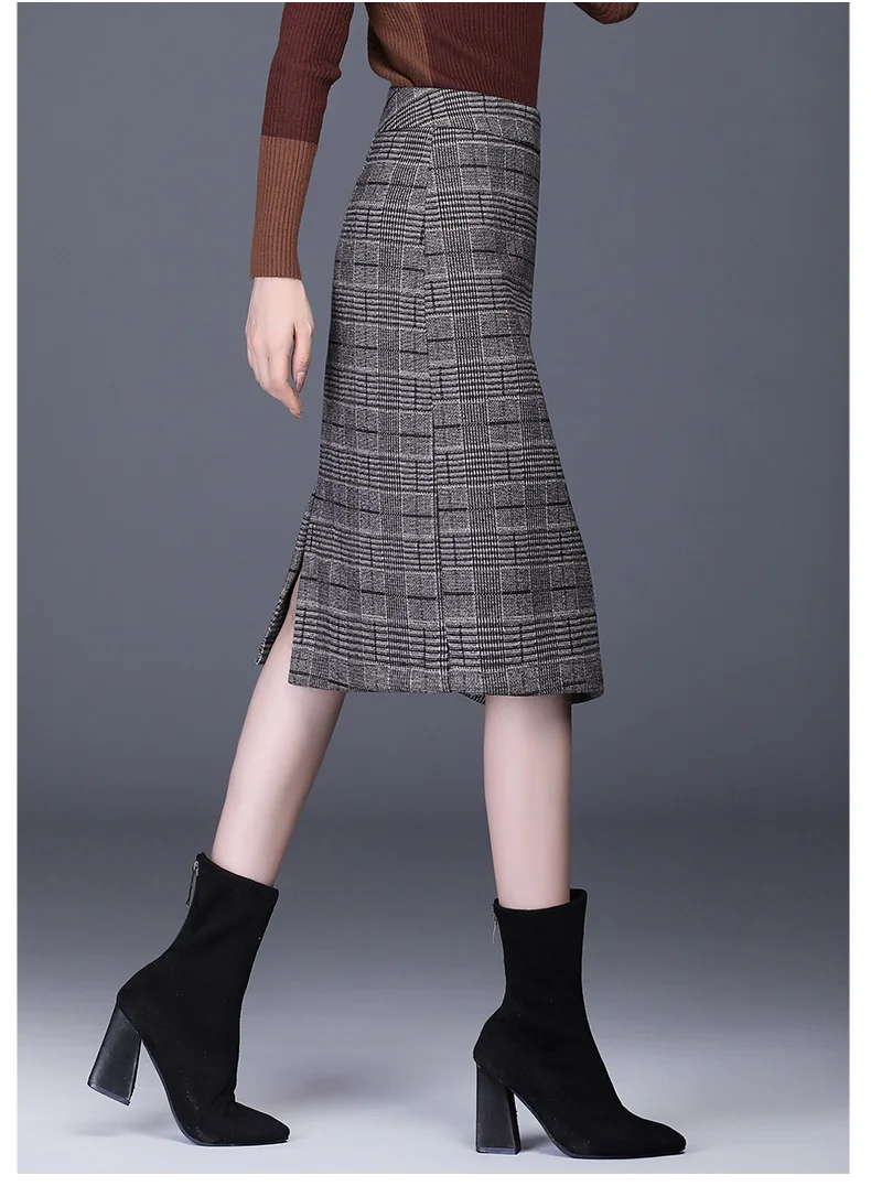 Новинка, осенне-зимние корейские нестандартные юбки, женская черная сетчатая вязанная юбка, S-3XL размера плюс, Женская облегающая Асимметричная юбка-карандаш