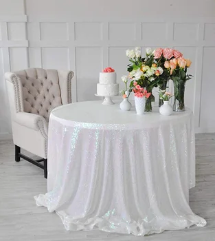 

ShinyBeauty 5ft-Changed White-Round Sparkle Tablecloth,Table Cloth Party,Glitter Table Cloth-R