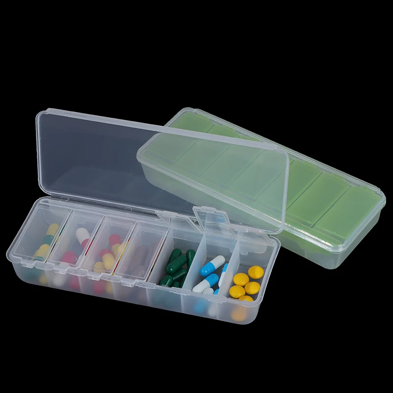 1Pc 7 Days Pill Medicine Box Double Layer Cover Weekly Tablet Holder Storage Organizer Container Case Pill Box Splitters