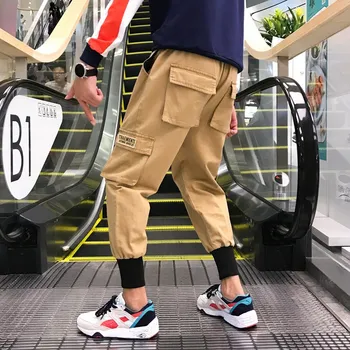 

Mens Skateboard Hip Hop High Street Trousers Men Khaki Grey Black Korean Fashion Pocket Streetwear Pants For Male