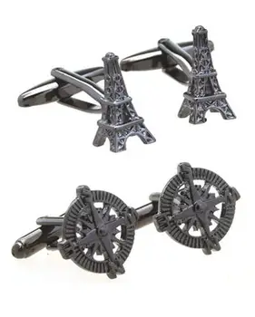 

10pairs/lot Vintage Compass Cufflinks Eiffel Tower Cuff Link Cufflink Business/Wedding Party Gift Men's Jewelry Wholesale