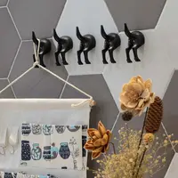 1Pcs Nordic Plastic Dog Tail Hooks Wall Mounted Coat Hat Key Hanger Decoration Novelty Self Adhesive Storage Rack 2