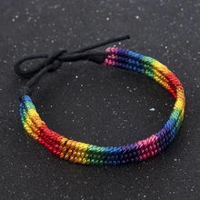 New Simple Power Gay Pride Rainbow Unisex Bracelet Jewellery Lesbian Bisexual Handmade Knot Trans Rope Chain for Men Women