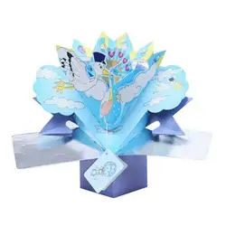 3D синяя птица всплывающие поздравительные открытки Подарочная открытка ручной работы на день рождения