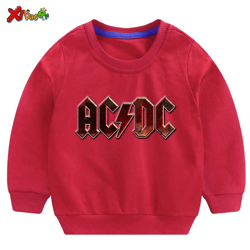 Детские толстовки ACDC мальчиков; модный свитер; белый Хлопковый пуловер для девочек; Новинка; пуловер; футболка; Осенняя толстовка с длинными рукавами для малышей