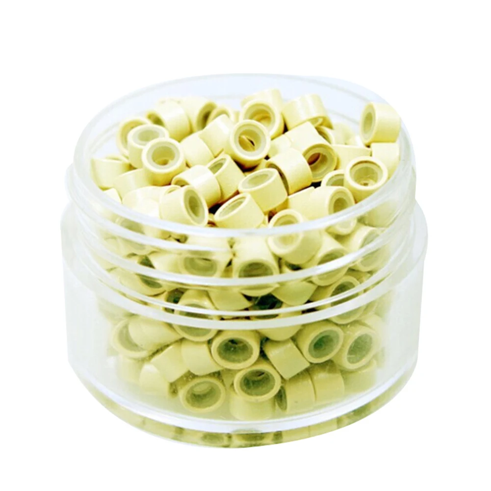 500Pcs алюминиевая пряжка силиконовой подкладкой микрокольца, бусины ссылка средство для наращивания волос