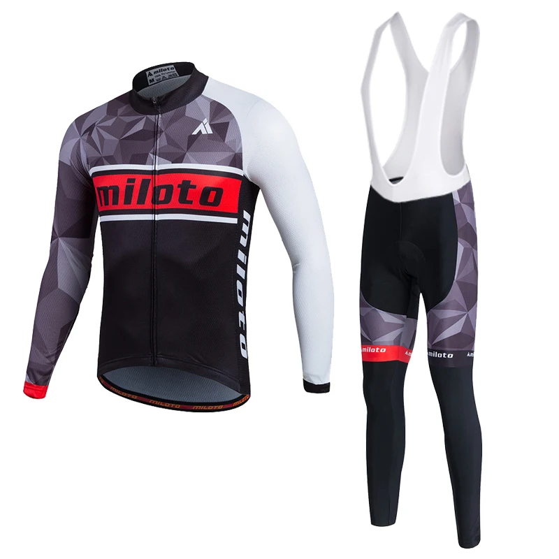 

MILOTO 2019 Men's Bicycle Autumn Set Cycling Bike Clothing Ropa Ciclismo Long Sleeve MTB Road Cycling Jersey Shirt Maillot #0627