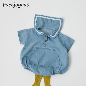 

2020 Baby Spring Autumn Clothing Toddler Newborn Baby Girl Boys Denim Bodysuit Long Sleeve Solid Jumpsuit Playsuits Outfit