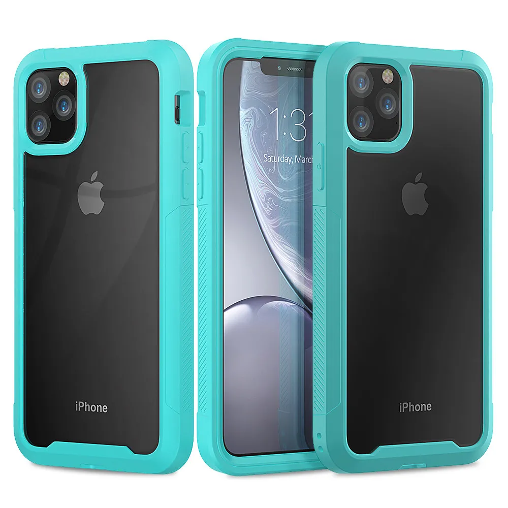 Light Blue Военный амортизирующий чехол для iPhone 11 Pro XS Max XR X 6 6S 7 8 Plus, прозрачный ультратонкий защитный чехол из поликарбоната+ ТПУ - Цвет: Light Blue