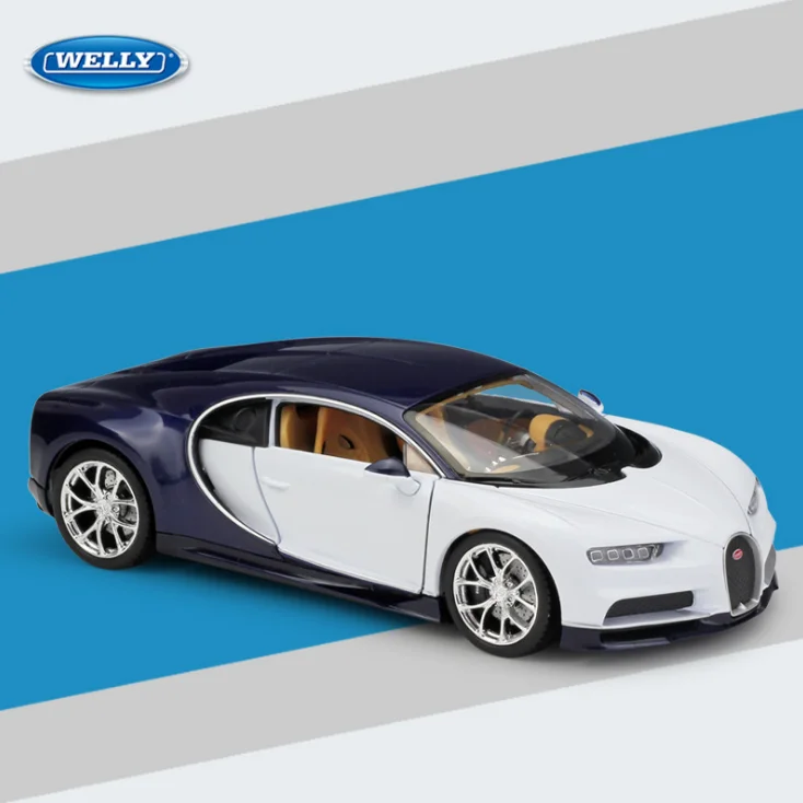 Модель автомобиля Welly Bugatti Chiron из сплава под давлением в масштабе 1:24 игрушка для