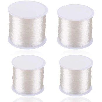 

4 Roll 328 FT Clear Elastic Beading Threads, AIFUDA Stretchy Crystal Bracelet String Cords Crystal Rope for DIY Bracelet Beading