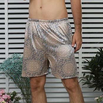

Men's Sleep Bottoms Summer Breathable Sleep Shorts Pajamas Nightwear Short Pants Home Indoor Comfortable Print Male Clothes