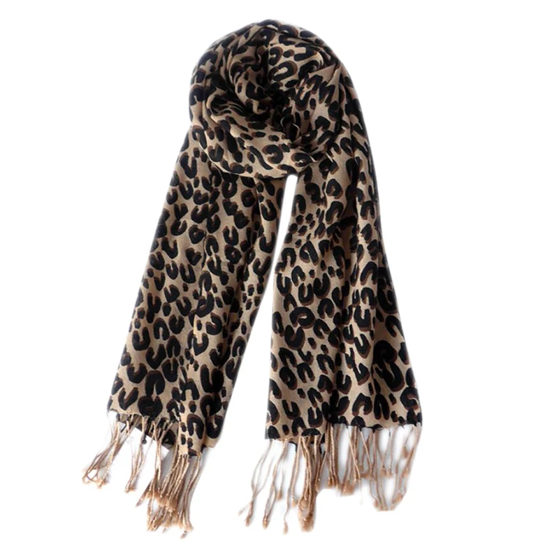 

Wool Scarf Winter Woman High Quality Fashion Leopard Printed Wool Scarf Shawls Warm Free Shipping