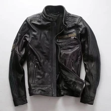 ANGEL, новинка, Мужская мотоциклетная кожаная куртка из натуральной коровьей кожи, Большие европейские размеры XXXL, куртки для мотоциклистов, толстая воловья кожа, байкерская куртка